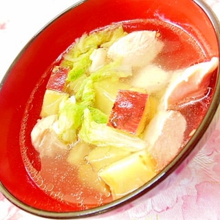 ❤薩摩芋と白菜と鶏むね肉の食べるスープ❤